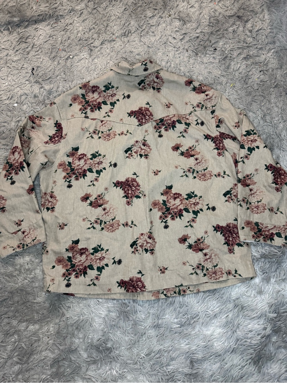 Universal Thread Women’s Floral Denim Chore Coat - Khaki Size Large NWT - Picture 7 of 9